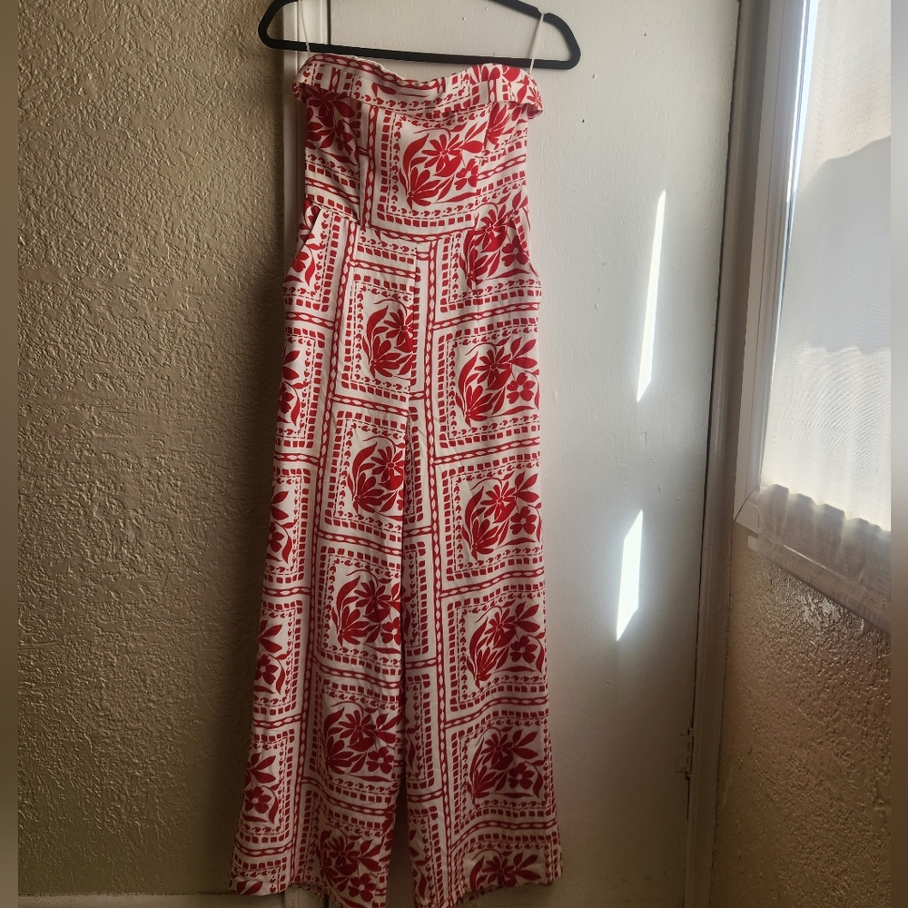 NWOT - Thirty Thirty Red Print Strapless Jumpsuit
